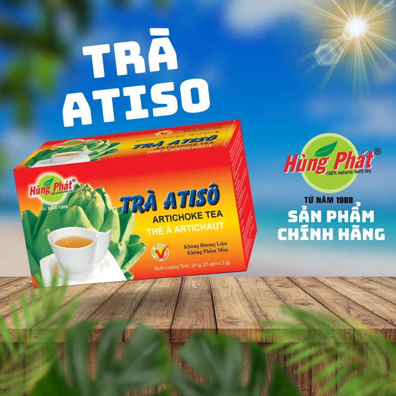 02 Boxes - Trà Túi Lọc Atiso Thanh Lọc Cơ Thể Hỗ Trợ Tăng Cường Chức Năng Gan Hộp 25 Gói - Thương hiệu Hùng Phát