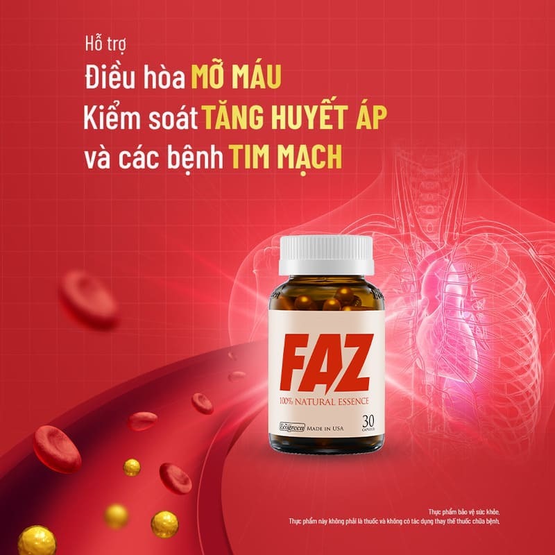 02 Boxs*30 Capsules - Faz điều hòa mỡ máu, hỗ trợ tim mạch chai 30 viên