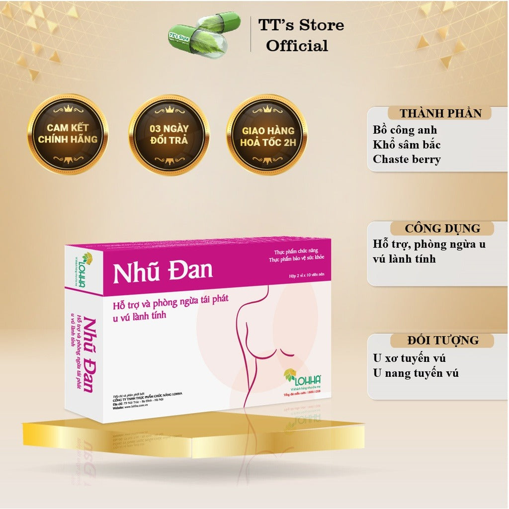 02 Boxes - TViên uống Nhũ Đan (Hộp 20 viên) - u xơ tuyến vú, vương bảo phụ