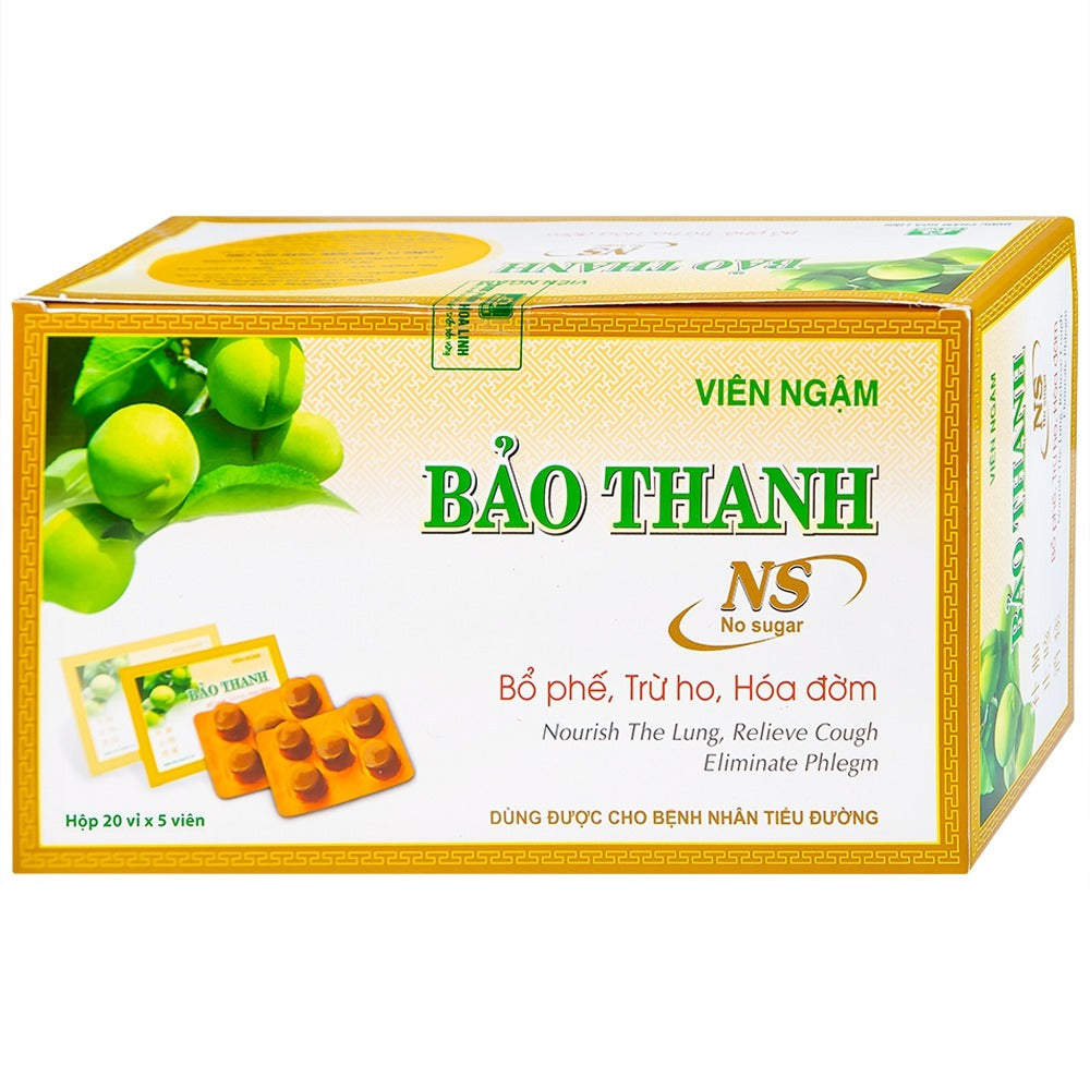 Viên ngậm Bảo Thanh Hoa Linh không đường - bổ phế, trừ ho, hóa đờm (20 vỉ x 5 viên)