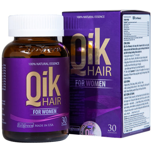 02 Boxs*30 Capsules - Viên uống Qik Hair For Women Ecogreen giúp giảm rụng tóc ở nữ giới, giúp tóc mọc nhanh