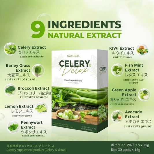 Thạch Cần Tây Giảm Cân Natural Celery Detox Nhật Bản (20 Gói)