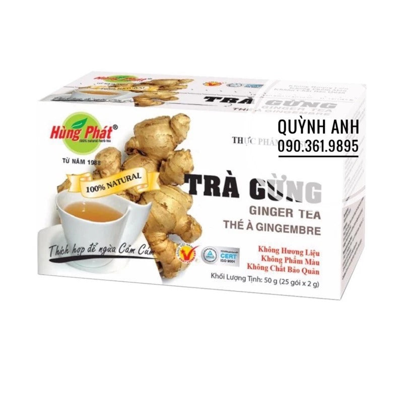 02 Boxes - Trà gừng túi lọc Hùng Phát 50g