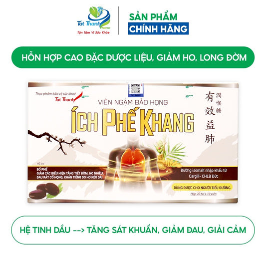 Viên ngậm ho ích phế khang,hỗ trợ giảm ho,rát họng, khản tiếng 20vi