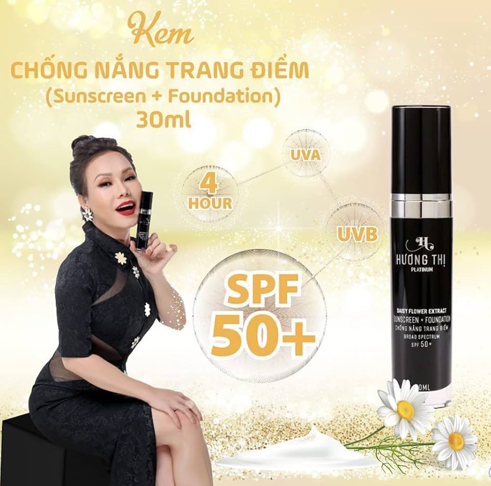 02 Boxes- Huong Thi Sunscreen Foundation SPF50 30ml - kem Chong Nang Huong Thi