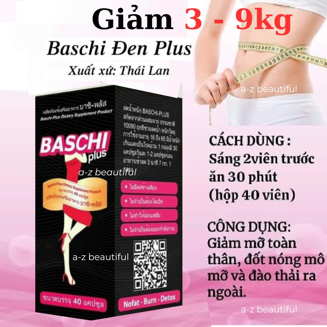 02 Boxes - GIẢM CÂN THẢO MỘC BASCHI ĐEN PLUS 40V THÁI LAN GIẢM CÂN AN TOÀN HIỆU QUẢ