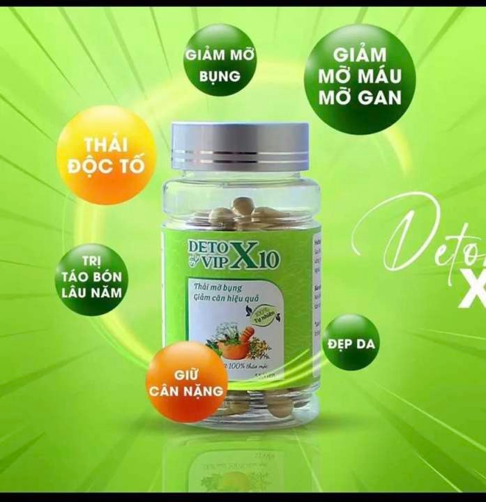 02 Boxes - Detox X10 thải mỡ ban đêm ,giảm mỡ bụng hiệu quả (hộp 55viên)