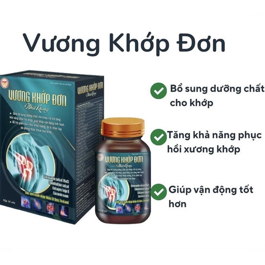 Vương Khớp Đơn Giảm đau nhức khớp xương, tê bì chân tay do phong thấp, thoái hóa khớp( hộp 50 viên)