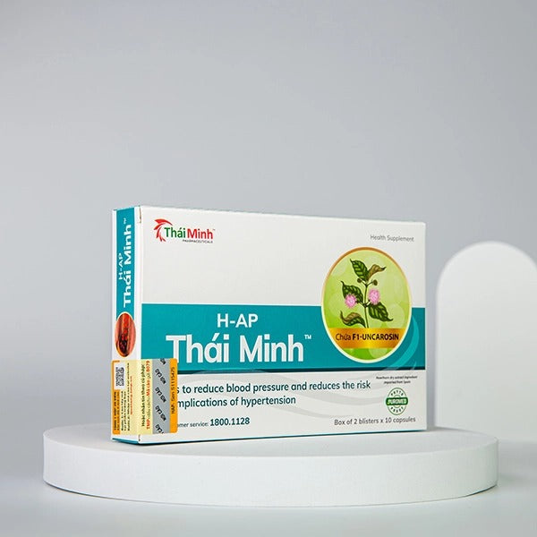 02 Boxes -  H-Ap Thái Minh  Hỗ trợ giảm huyết áp, giúp cải thiện các triệu chứng đau đầu, hoa mắt, chóng mặt do tăng huyết áp