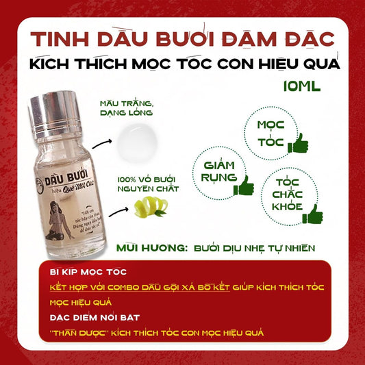 Tinh chất mọc tóc đậm đặc từ vỏ bưởi, tinh dầu bưởi cao cấp QUÊ MỘT CỤC 10ml