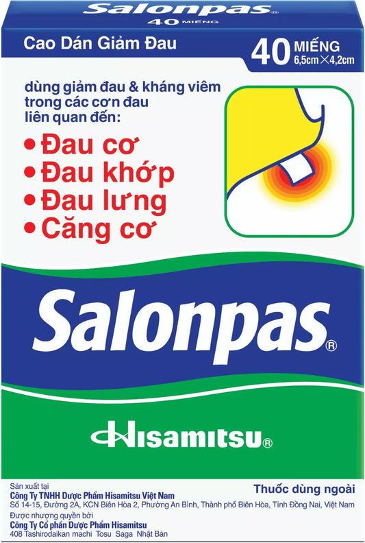 40 Patches Salonpas Pain Relieving Menthol and Methyl Salicylate Patch-Free ship