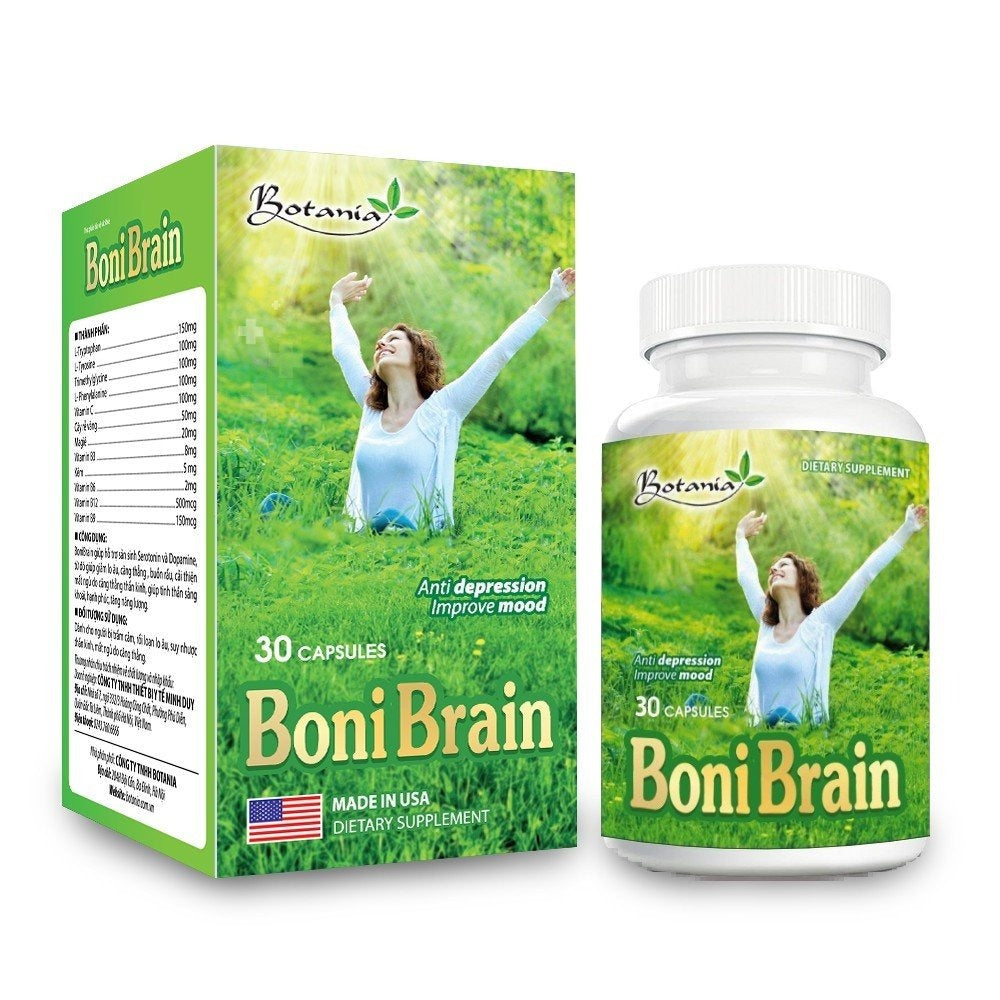 BoniBrain – Hỗ Trợ Giảm Lo Âu, Căng Thẳng, Giúp Ngủ Ngon Giấc (Hộp 30 viên)