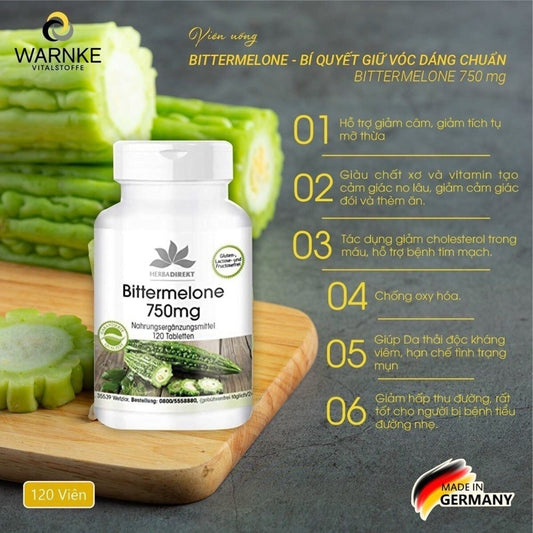 Viên uống giảm cân chiết xuất mướp đắng Warnke Bittermelone 750mg