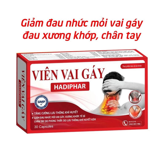 02 Boxes - Viên Vai Gáy thảo dược Hadiphar giúp giảm đau nhức mỏi vai gáy, xương khớp, tê bì chân tay - Hộp 30 viên