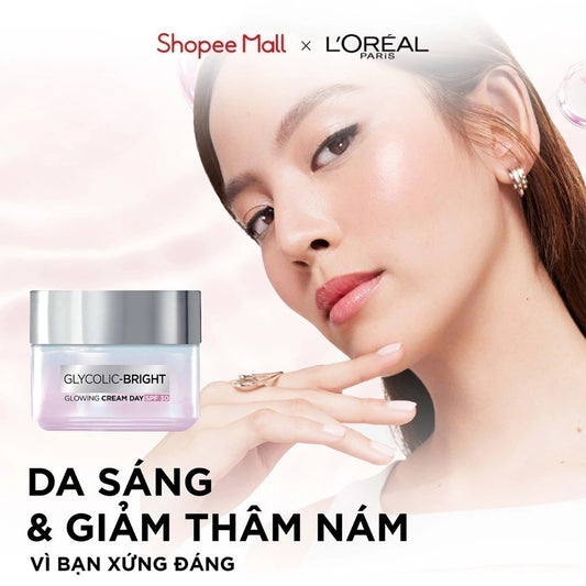 Kem ngày dưỡng sáng mờ thâm nám L'Oreal Paris Glycolic (AHA) Bright SPF 30 50ml