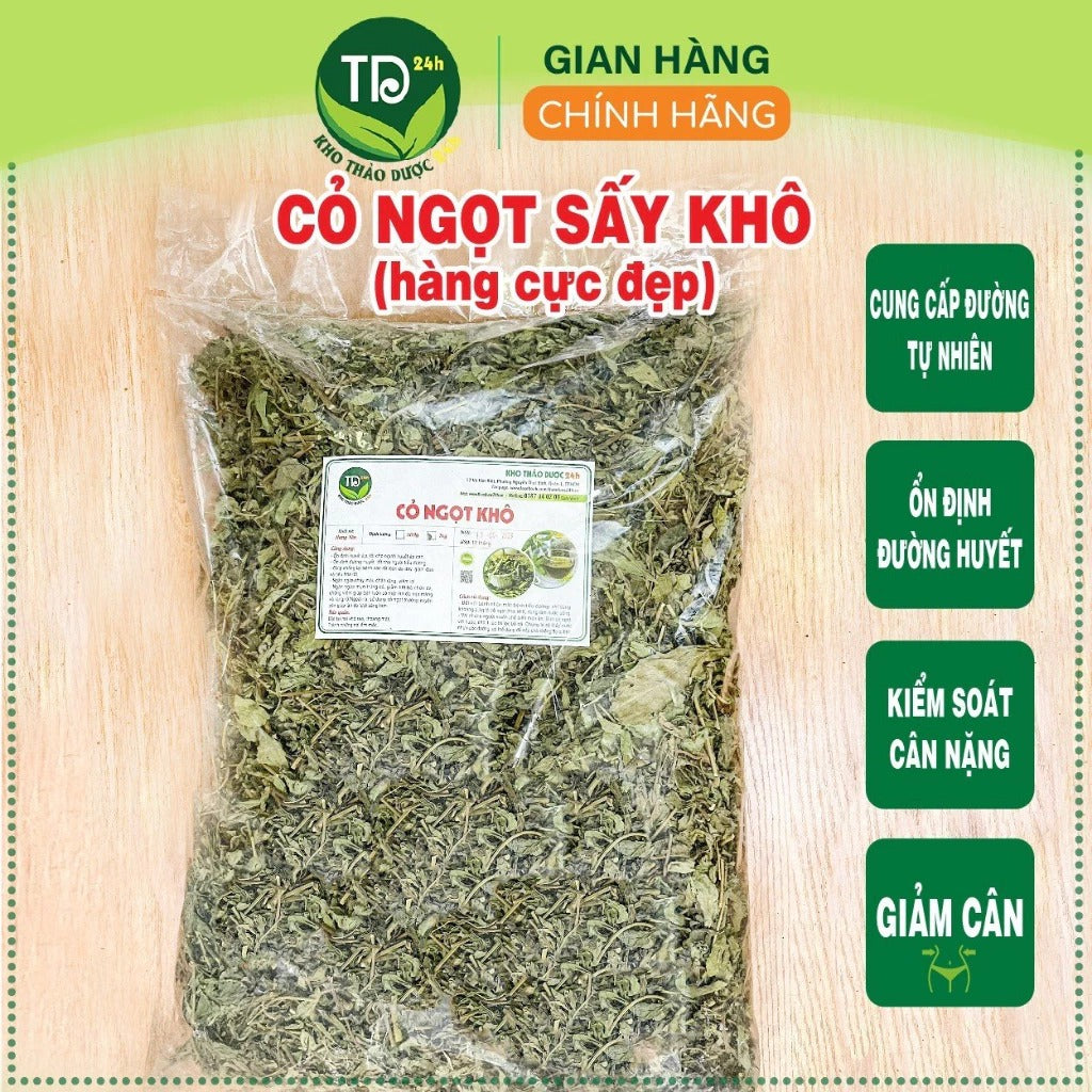 500gram - Cỏ ngọt sấy khô, tốt cho người tiểu đường, ổn định đường huyết, giảm cân, chống béo phì