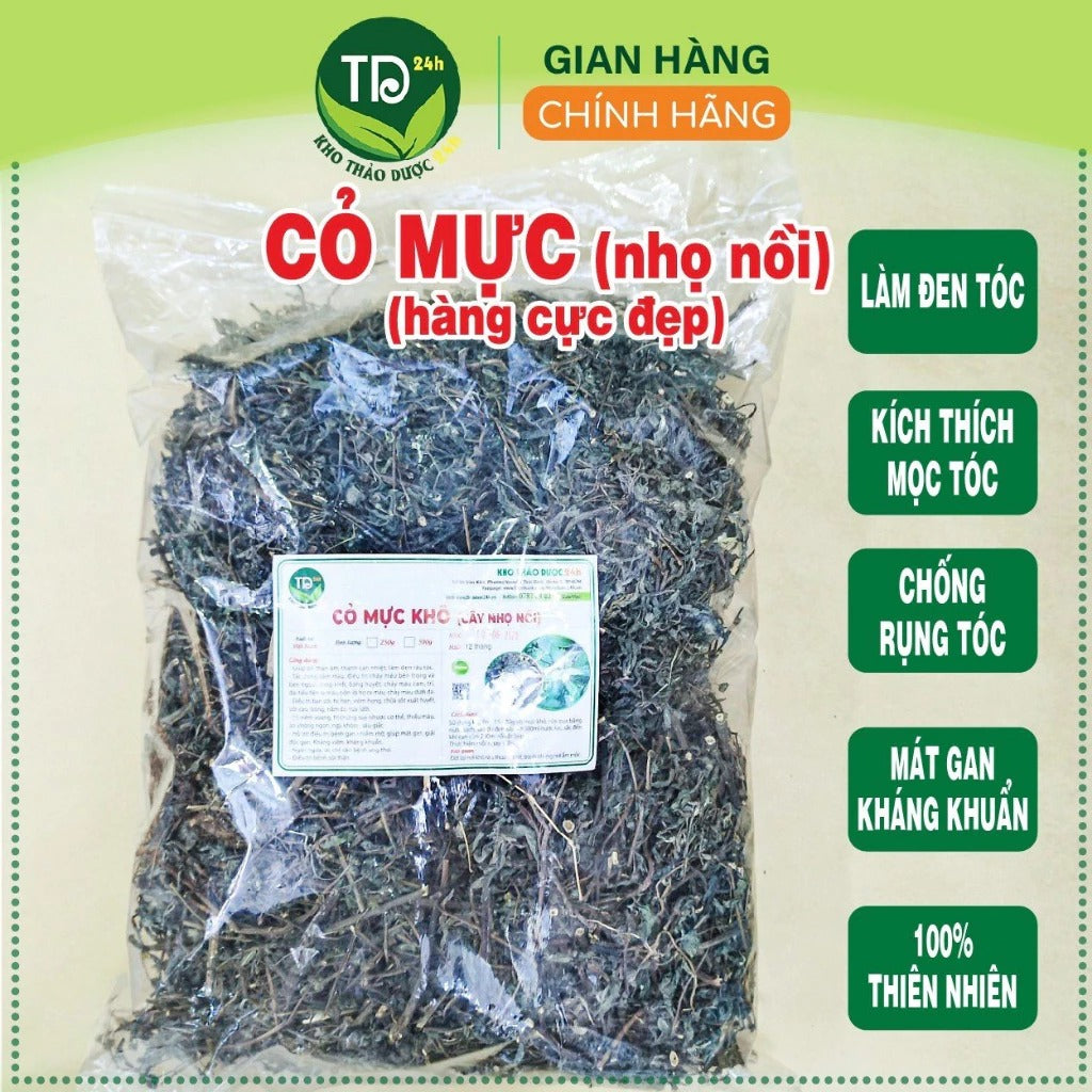 500 Gram - Cây Cỏ Mực Nhọ Nồi khô sạch, làm đen tóc, kích thích mọc tóc, chống rụng tóc, mát gan, kháng khuẩn