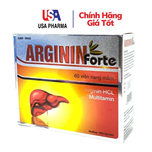 02 Boxes - Viên uống ARGININ FORTE giúp tăng cường chức năng gan, hạ men gan, mát gan, giải độc gan - Hộp 60 viên