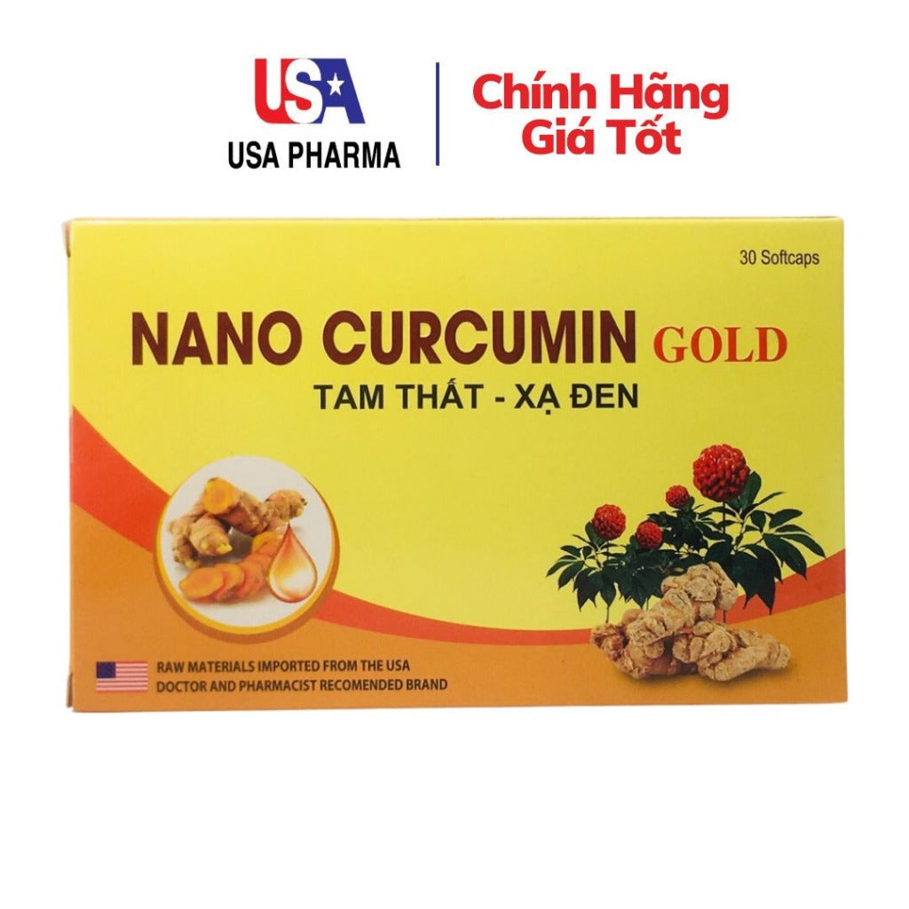 02 Boxes - Viên Uống Nano Curcumin Gold Tam thất xạ đen - hết đau dạ dày tá tràng (hộp 30 viên nang mềm)