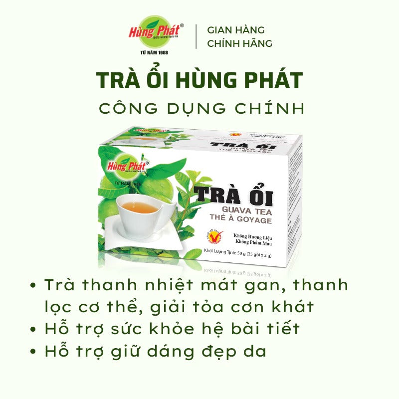 02 Boxes - Trà Ổi Hùng Phát Hộp 25 Gói Túi Lọc - Thanh Mát Cho Gan - Giữ Gìn Vóc Dáng