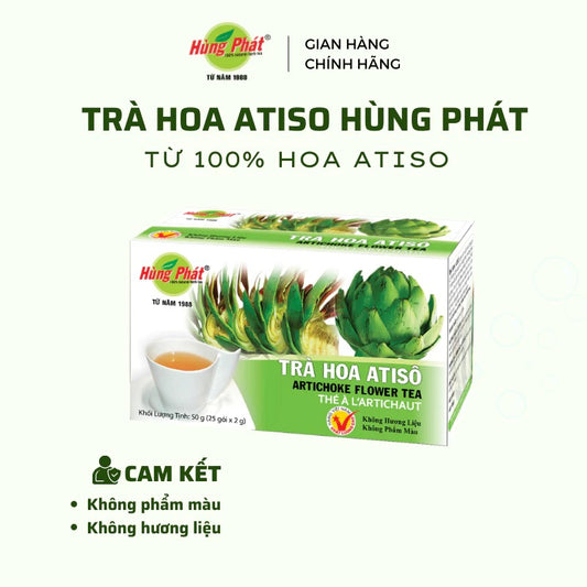 02 Boxes - Trà Hoa Atiso Túi Lọc Hùng Phát Hộp 50g 25 Gói Từ 100% Hoa Atiso - Thanh Giải Nhiệt Hàng Ngày