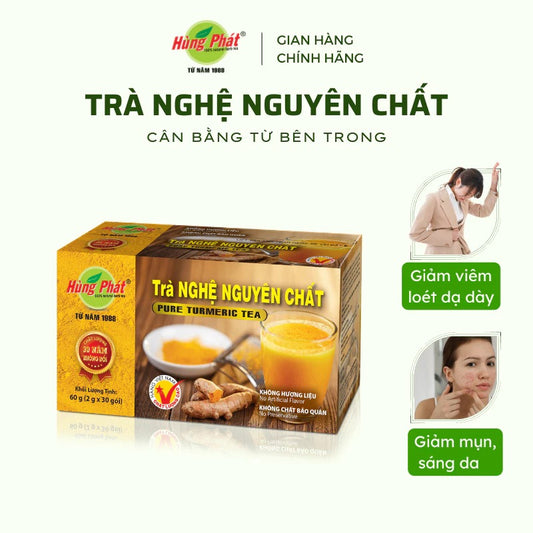 02 Boxes -Trà Nghệ Nguyên Chất Hùng Phát Hộp 30 Gói Túi Lọc Hỗ Trợ Các Vấn Đề Về Tiêu Hóa