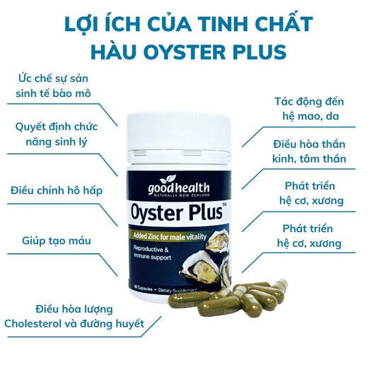 Tinh chất hàu New Zealand Good Health Oyster Plus hỗ trọ tăng cường sinh lý nam giới - hộp 60v