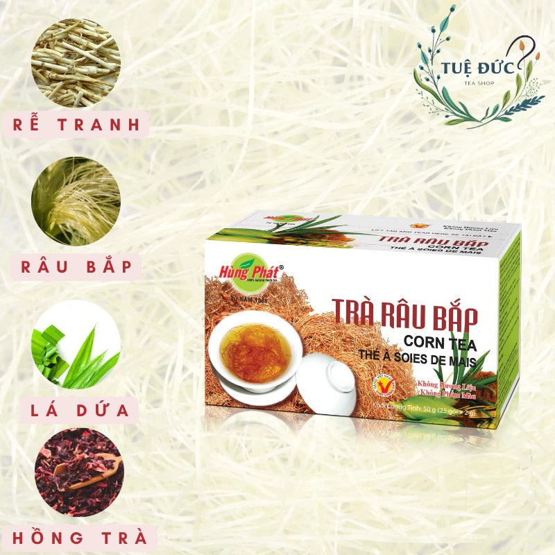 02 Boxes - Trà Râu Bắp Hùng Phát Hộp 25 Gói - Corn Tea