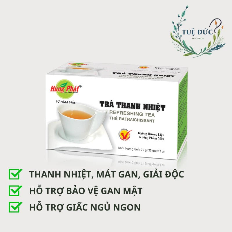 02 Boxes - Trà Thanh Nhiệt Hùng Phát Hộp Giải Nhiệt Mát Gan 25 Gói - Refreshing Tea