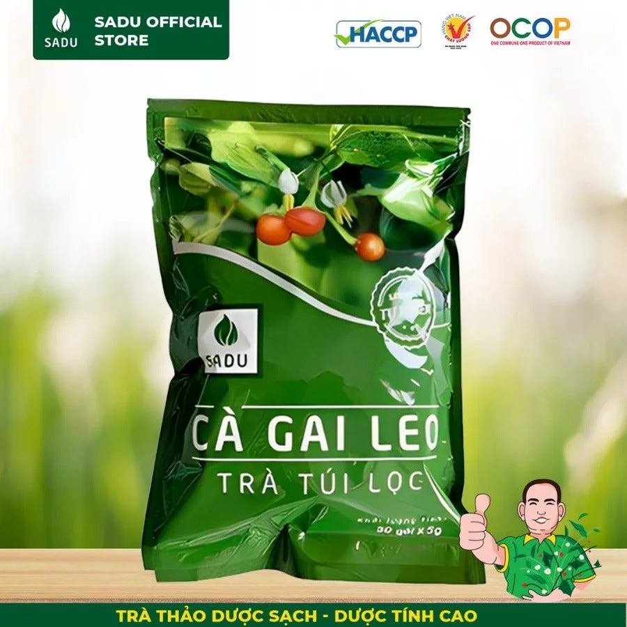 02 Boxes - Trà thải độc gan túi lọc Cà gai leo Sadu hút chân không 250gr/goi