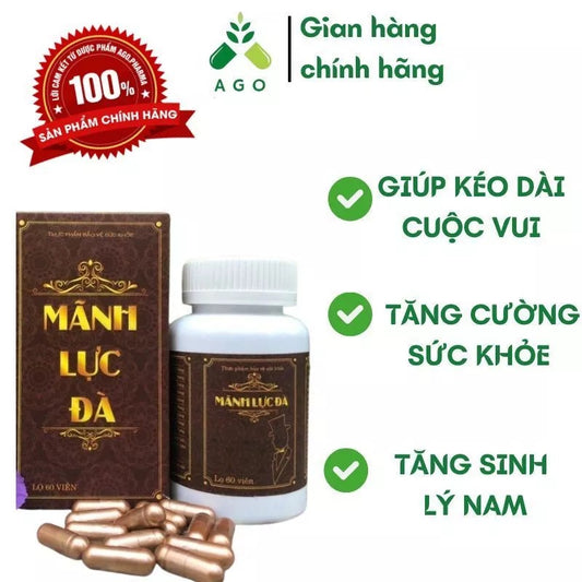 Mãnh Lực Đà tăng cường sức khỏe sinh sản nam, x9 tinh trùng vô sinh hiếm muộn nam giới (60 viên) .