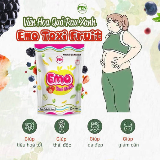 02 Boxes - EMO TOXI FRUIT NEW- DẠNG VIÊN GIAM CAN HOA QUẢ RAU XANH HỖ TRỢ GIẢM SAU 7 NGÀY