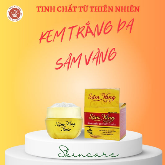 02 Boxes *15g - KEM TRẮNG DA SÂM VÀNG SATO , TINH CHẤT TỪ THIÊN NHIÊN - kem nám , tàng nhang ,đồi mồ