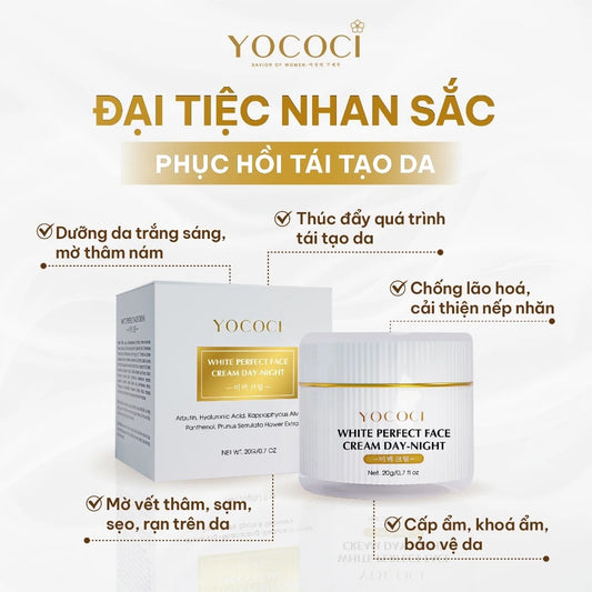 Kem dưỡng trắng da mặt ngày và đêm Yococi Perfect Face Cream Day - Night 20g