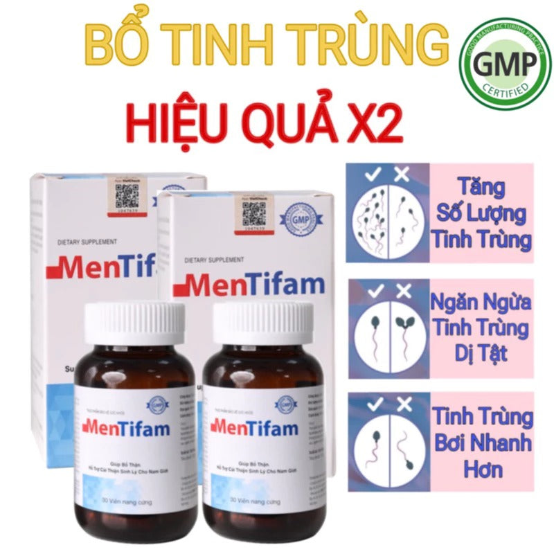 Combo 2 Hộp Bổ Tinh trùng Mentifam tăng cường sinh lý,bổ thận,kéo dài hơn,Oyster plus,hàu biển