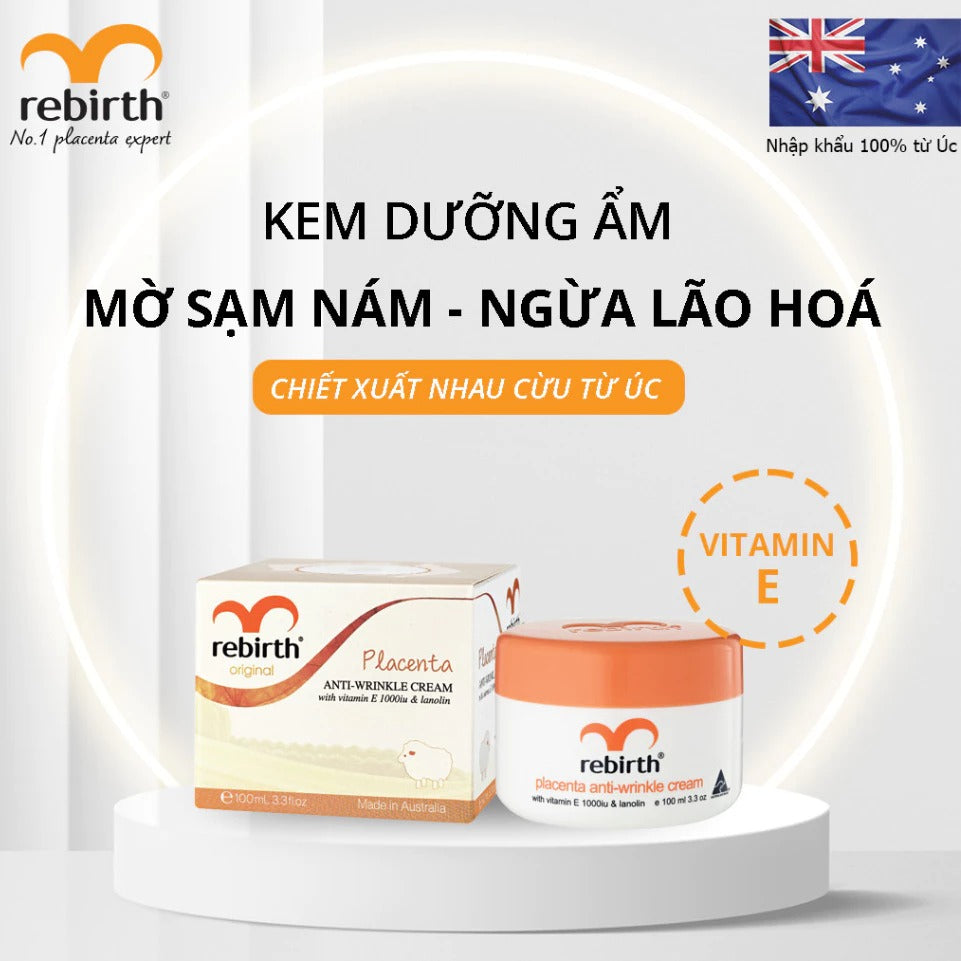 Kem dưỡng ẩm mờ nám, chống lão hoá nhau thai cừu Rebirth Placenta & Vitamin E (100ml)