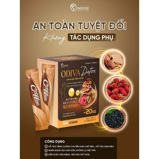 02 Boxes - Cà phê giảm cân Odiva Coffe siết eo, giảm mỡ, giảm cân cấp tốc Hộp 15 gói