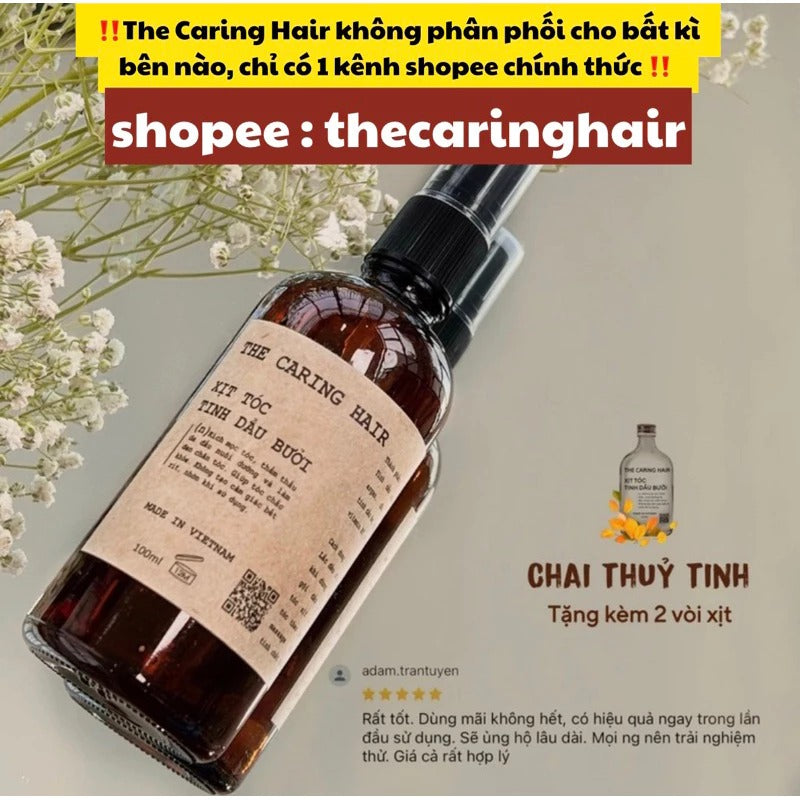 Xịt tóc Tinh dầu bưởi THE CARING HAIR ( Kích mọc tóc - Giảm rụng ) - Xịt bưởi mọc tóc