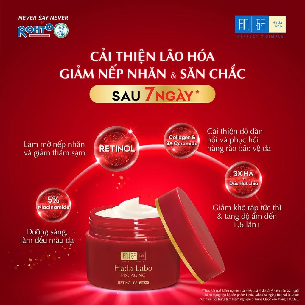 Kem dưỡng cải thiện dấu hiệu lão hóa Hada Labo Pro-Aging Retinol B3 Cream 50g