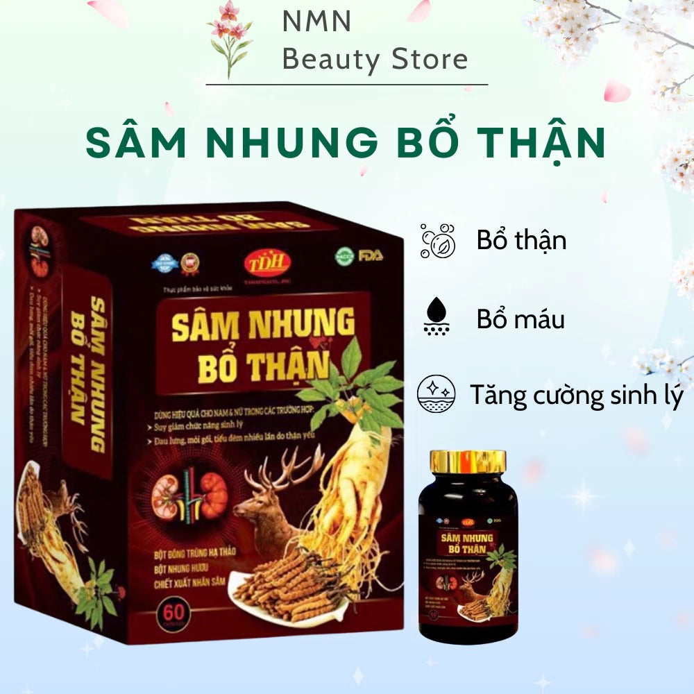 02 Boxes - [Hộp 60 viên chính hãng ] Sâm Nhung Bổ thận Nam Nữ - Hỗ trợ chứng thận hư ,thận yếu