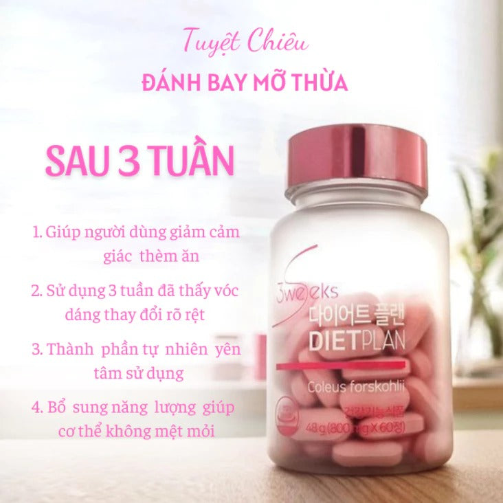 Giảm cân nhanh 3WEEKS DIETPLAN, viên uống giảm cân, duy trì vóc dáng hiệu quả Hàn Quốc