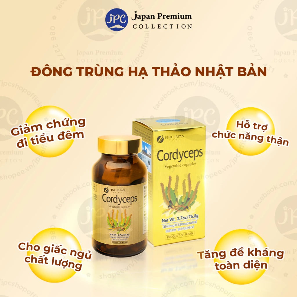 [Hộp 120 Viên] Viên Uống Đông Trùng Hạ Thảo Nhật Bản, Bổ Thận, Tăng Cường Sinh Lí - Cordyceps FINE JAPAN