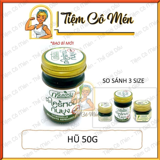 02 Boxse - 50gram DẦU CÙ LÀ CHỐNG MUỖI ĐỔT GREEN HERB NẮP THIẾC (CAO SẢ CHỐNG CÔN TRÙNG ĐỐT CITRONELLA ESSENCE BALM)