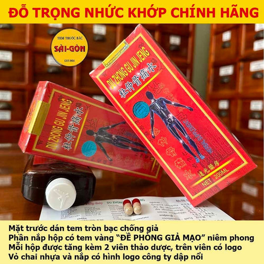 02 Boxes - Đỗ Trọng Nhức Khớp Thủy ĐỎ. Chai 200ml. Hỗ trợ xương khớp.