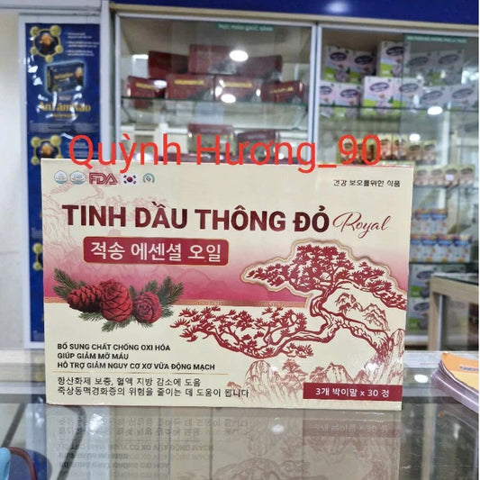 Tinh dầu THÔNG ĐỎ ROYAL (mẫu mới-hộp lớn ) hộp 90 viên giúp giảm mỡ máu hiệu quả