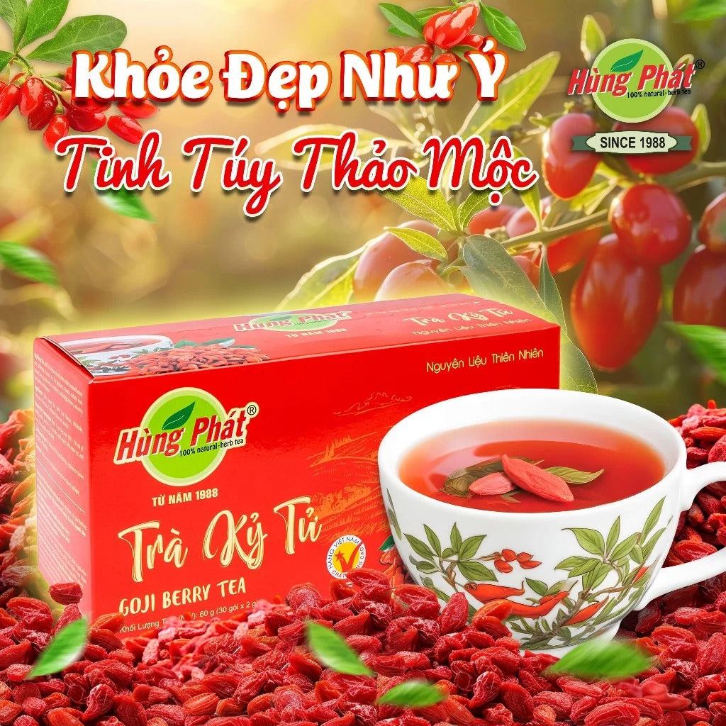 02 Boxes - Trà Kỷ Tử Túi Lọc Hùng Phát Hộp 60g 30 - Bí Kíp Trường Thọ Cho Sức Khoẻ Vàng